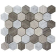 Interceramic Marble Contemporary Blend 2" x 2" Hexagon Mosaic Polished 12" x 12" Sheet