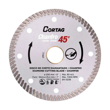 Cortag Turbo Chamfer 45° Diamond Blade 8"