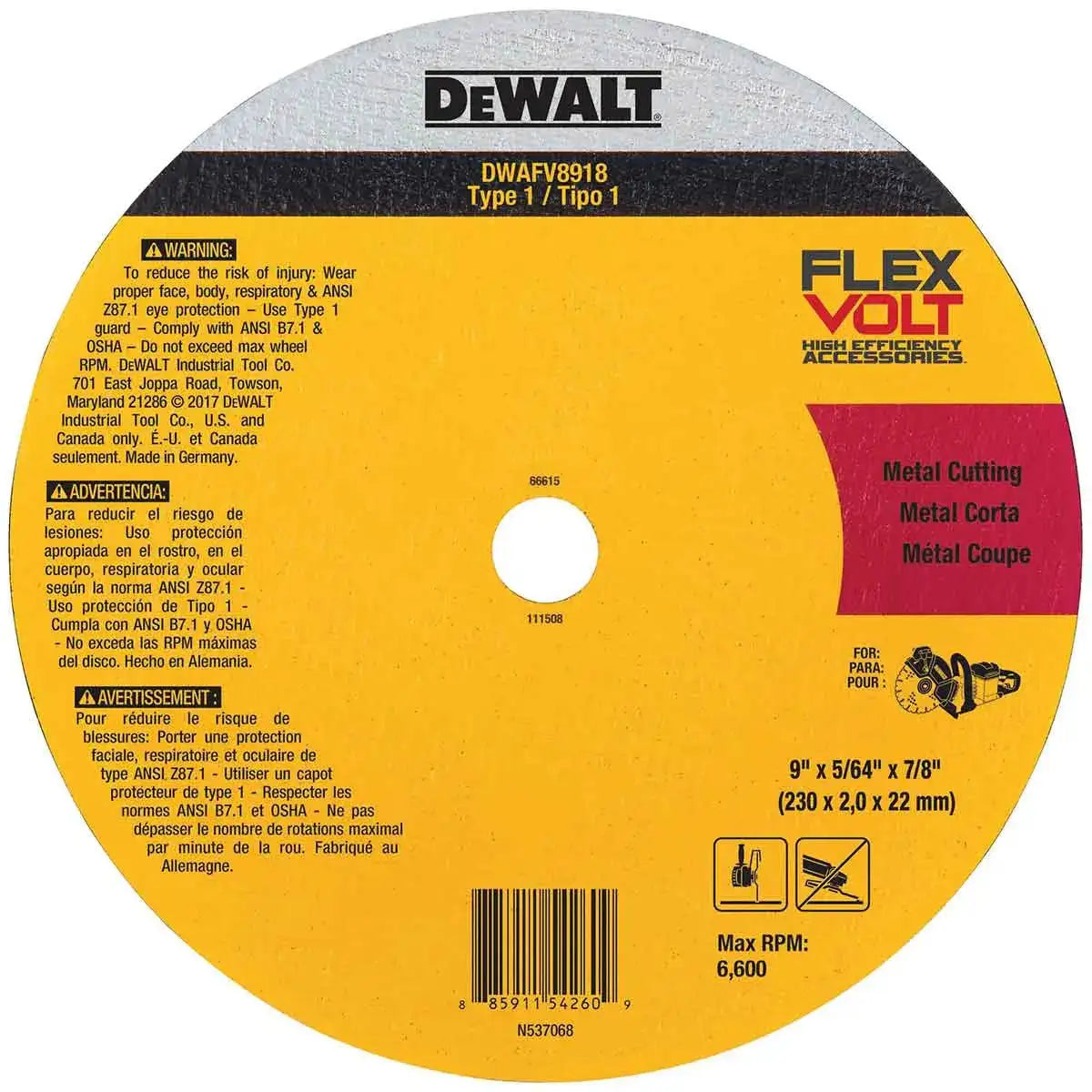 Dewalt DWAFV8918 9" Metal Wheel