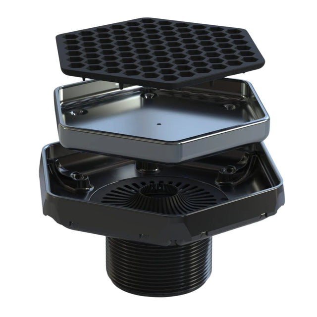 Tile-In Hex Drain - Polished Chrome