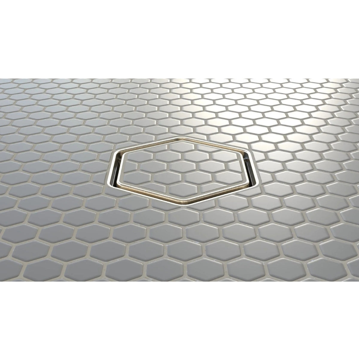 Tile-In Hex Drain Brushed Nickel 4