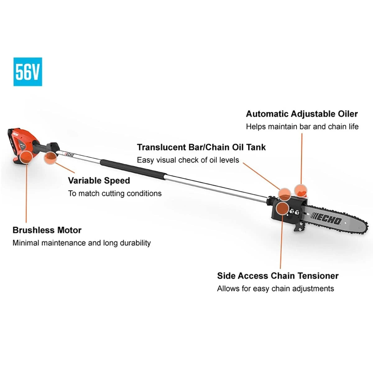 ECHO 56V 12' Fixed Length Pruner w/ 10" Bar (Tool Only)