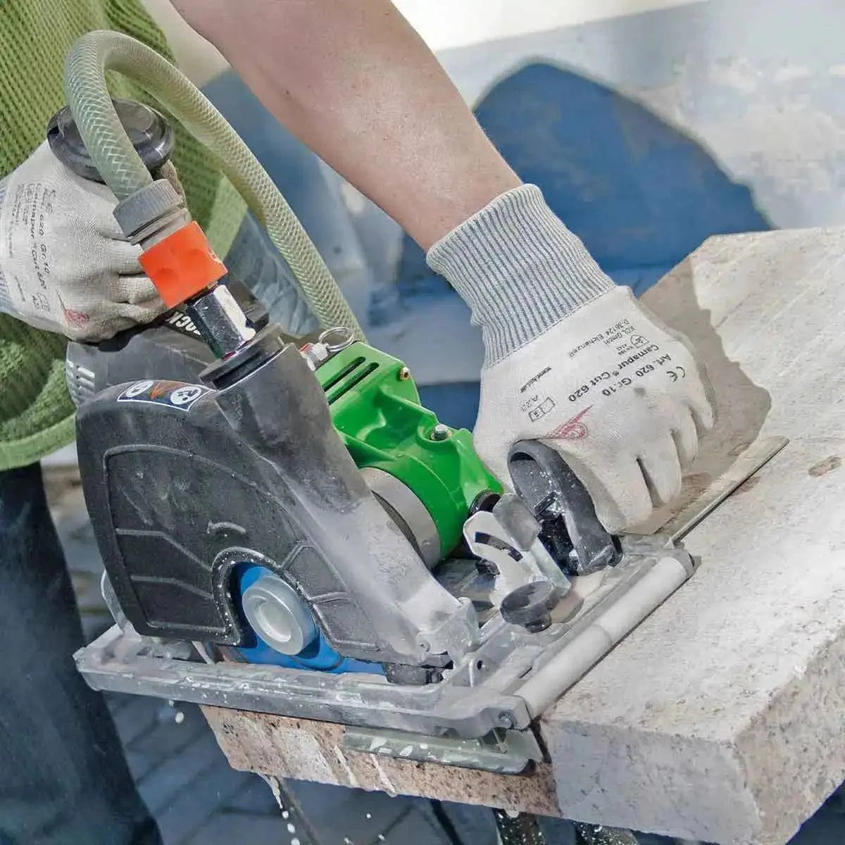 Eibenstock Circular Tile Saw Cuts Concrete