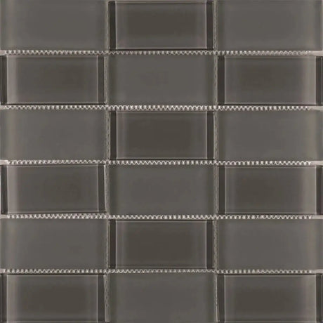 Interceramic Radiance Graphite Tile Stacked Mosaic Clear and Matte Finish 12" x 12" Sheet