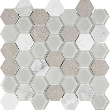 Chelsea Glass Gray Hexagon Mosaic Tile