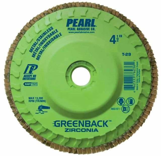 Pearl Greenback Zirconia Maxidisc Trimmable Flap Disc 4-1/2" x 7/8"