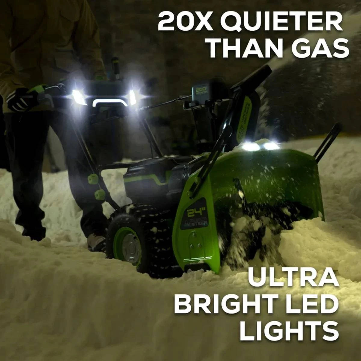 Greenworks 24" Dual Stage Snow Thrower - Tool Only quieter than gas