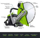 Greenworks 82V 12" 2.5kW Power Cutter Tool-Only Specs