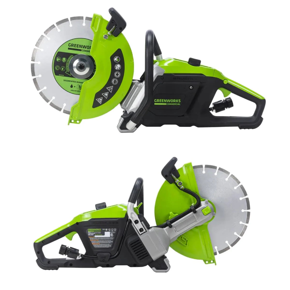 Greenworks 82V 12" Power Cutter Kit with 4Ah Battery and Dual Port Charger Sides
