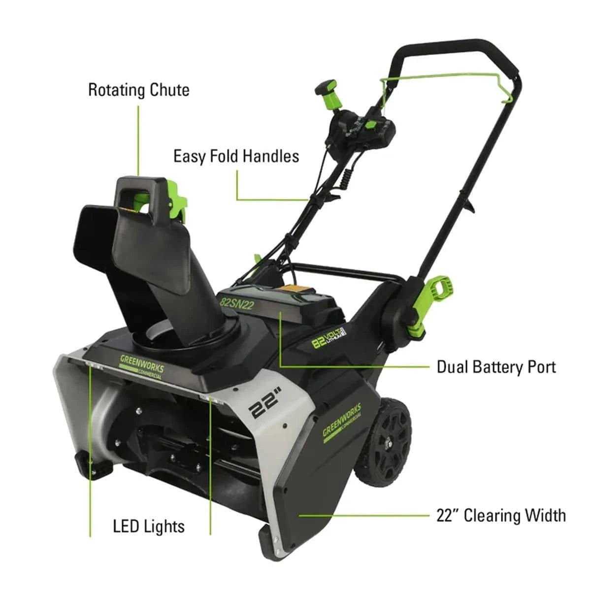 greenworks winter equipment, snow blower 22 inches
