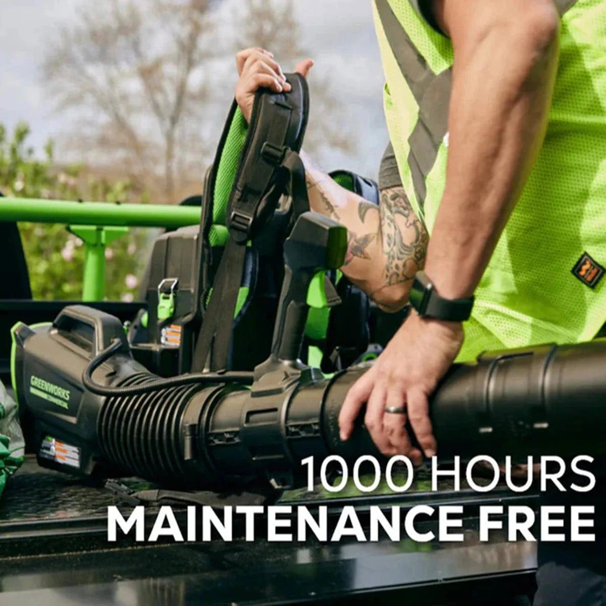 Greenworks 82V Dual Port Backpack Blower 1000 hours maintenance free