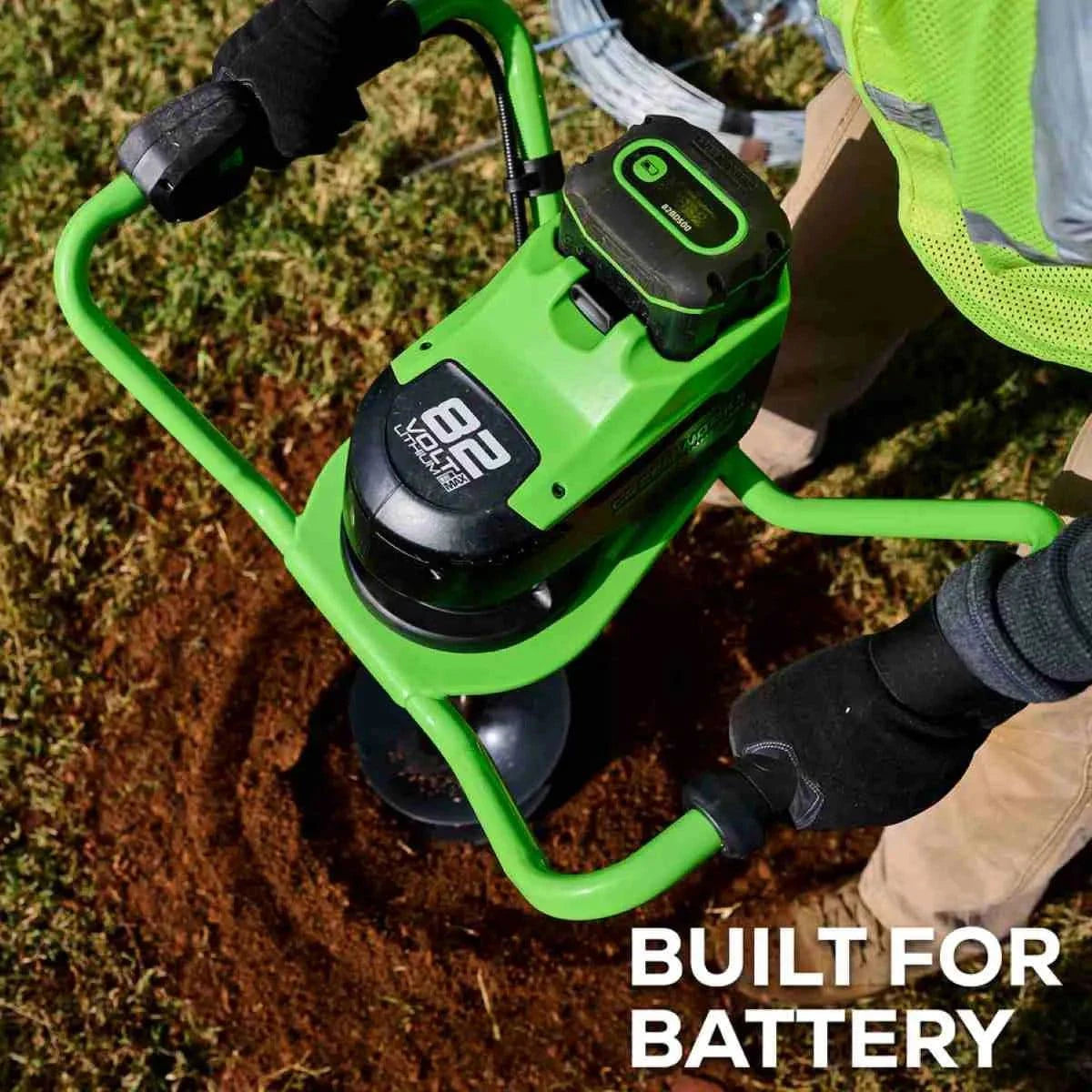 Greenworks 82V Earth Auger Kit with 4Ah Battery and 8A Dual Port Charger Built for Battery