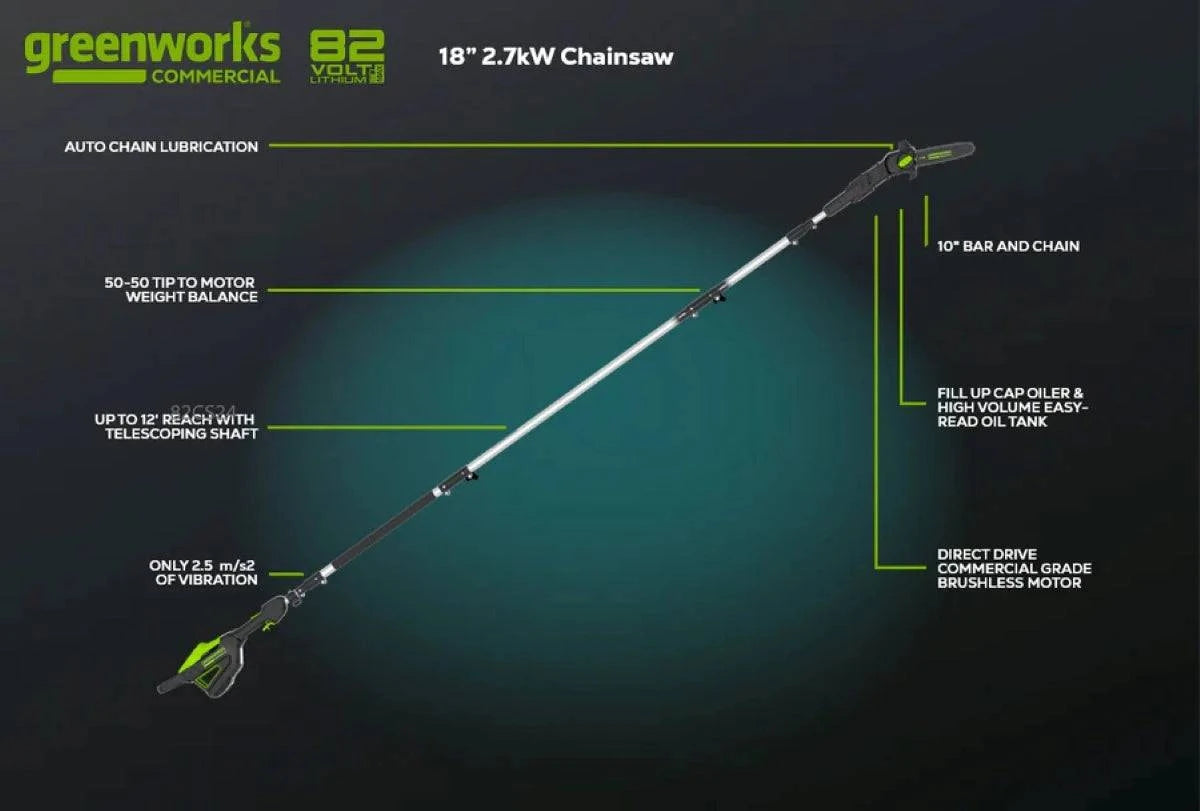 Greenworks 82V Gen II Polesaw w/ Telescoping Shaft (Tool-Only) Specs