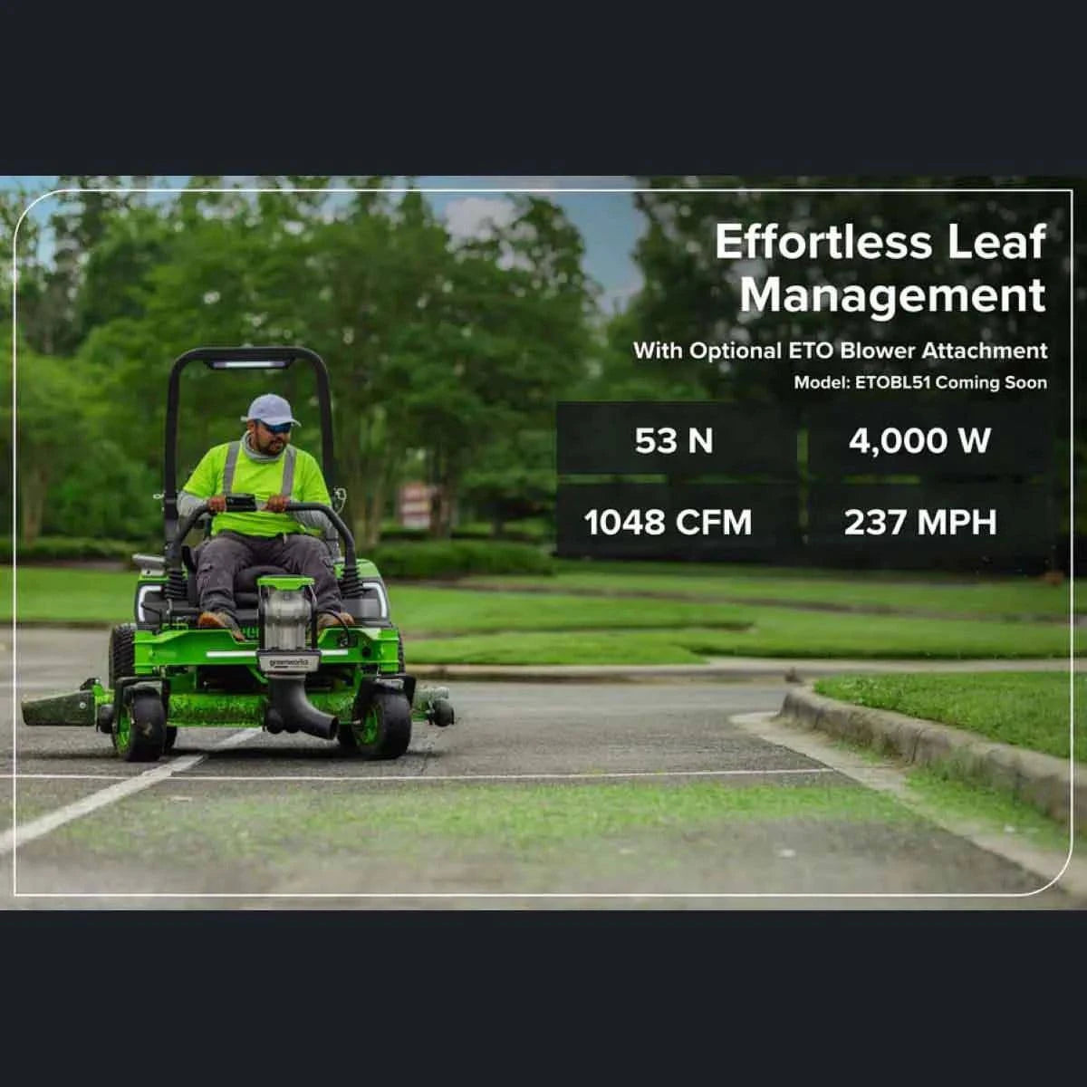 Greenworks OptimusZ 72" Ride-on Mower Effortless Management
