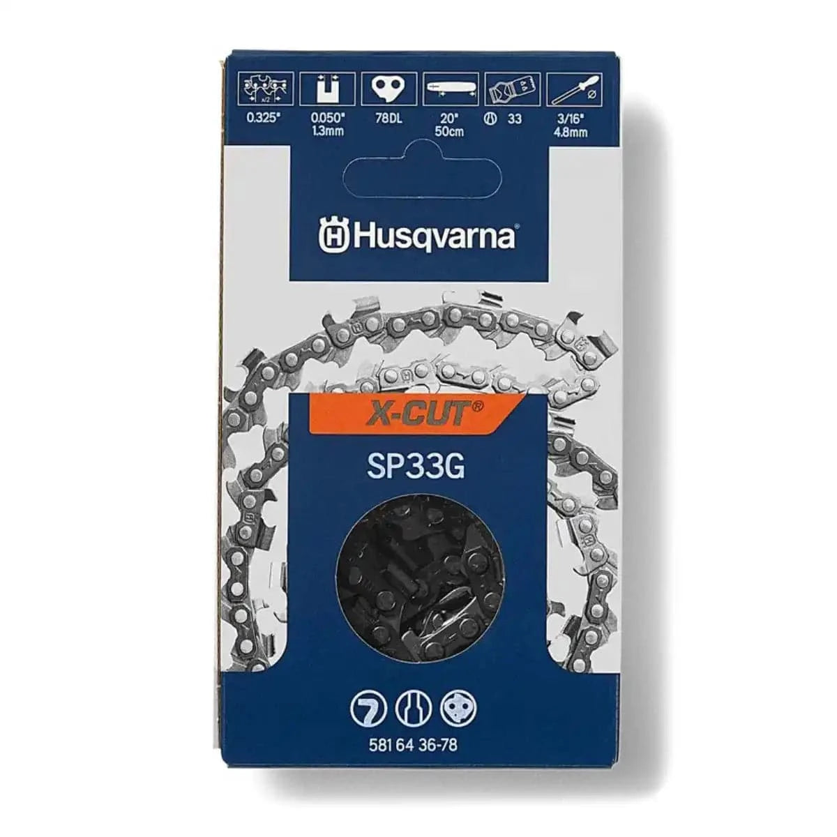 Husqvarna 20" SP33G Chain .050" Gauge, .325" Pitch, 78 DL