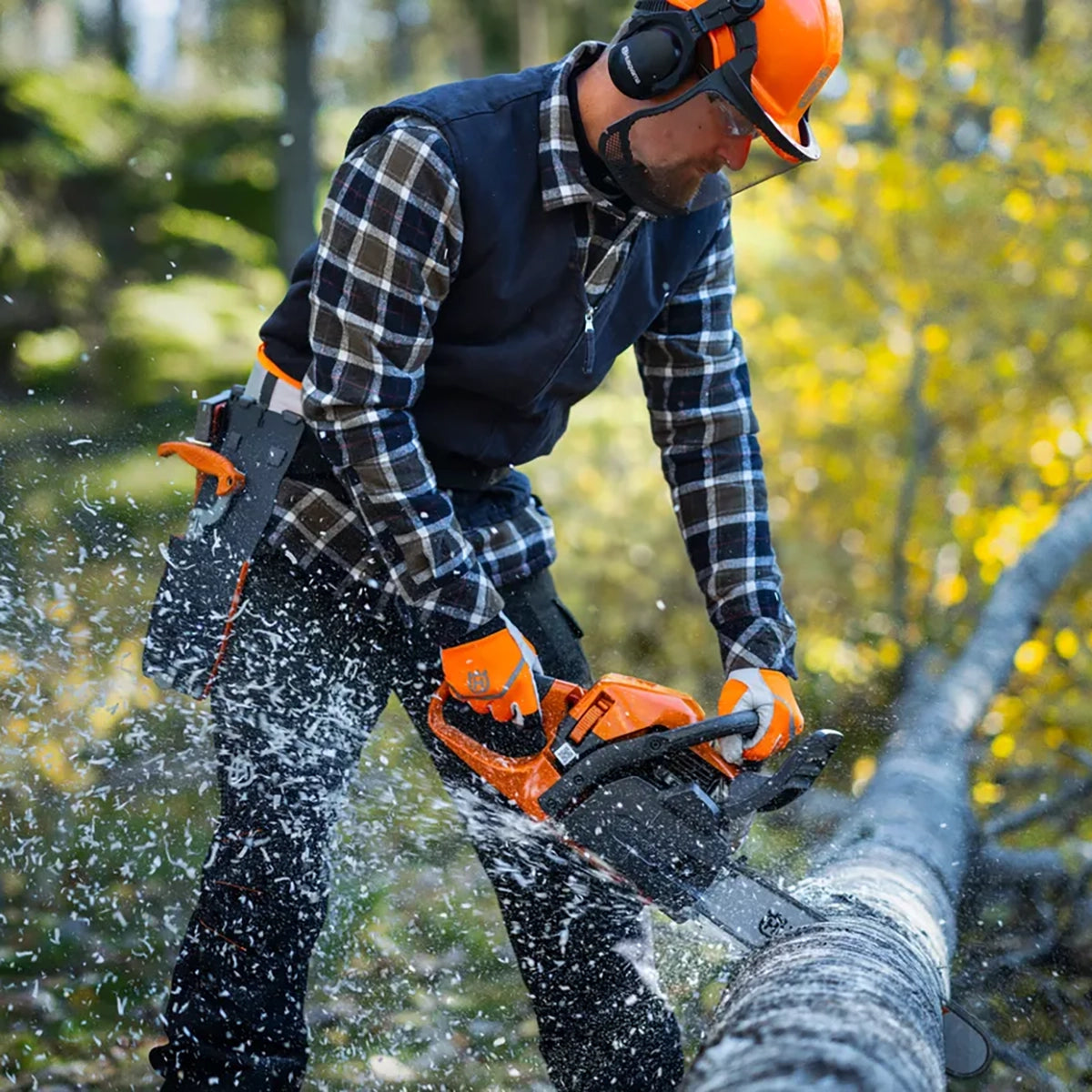 Husqvarna 445S 18" Gas Chainsaw In Use
