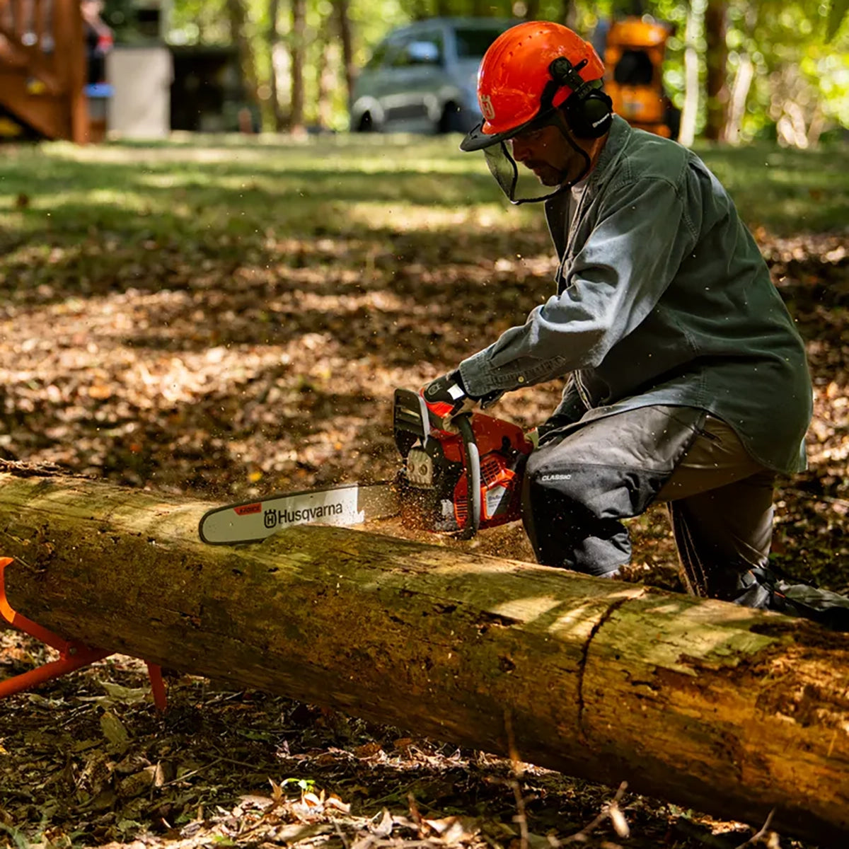 Husqvarna 450X 20" Rancher Gas Chainsaw In Use