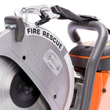 967809101 Husqvarna K770 Rescue 12" Power Cutter Magnesium blade guard is designed to be visible in smoke and water spray