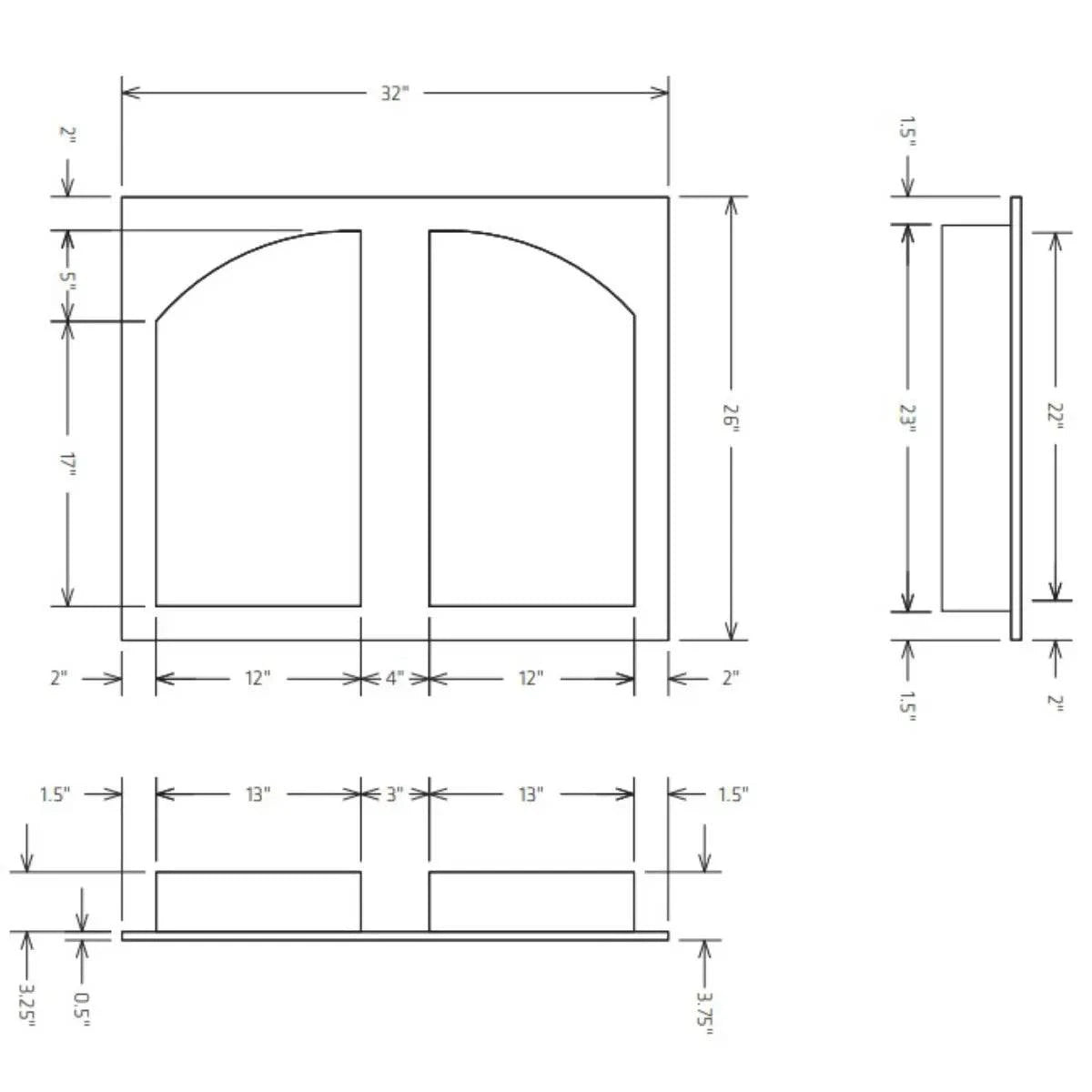 HBRDASN3226 32” x 26” Recessed Double Arch Niche