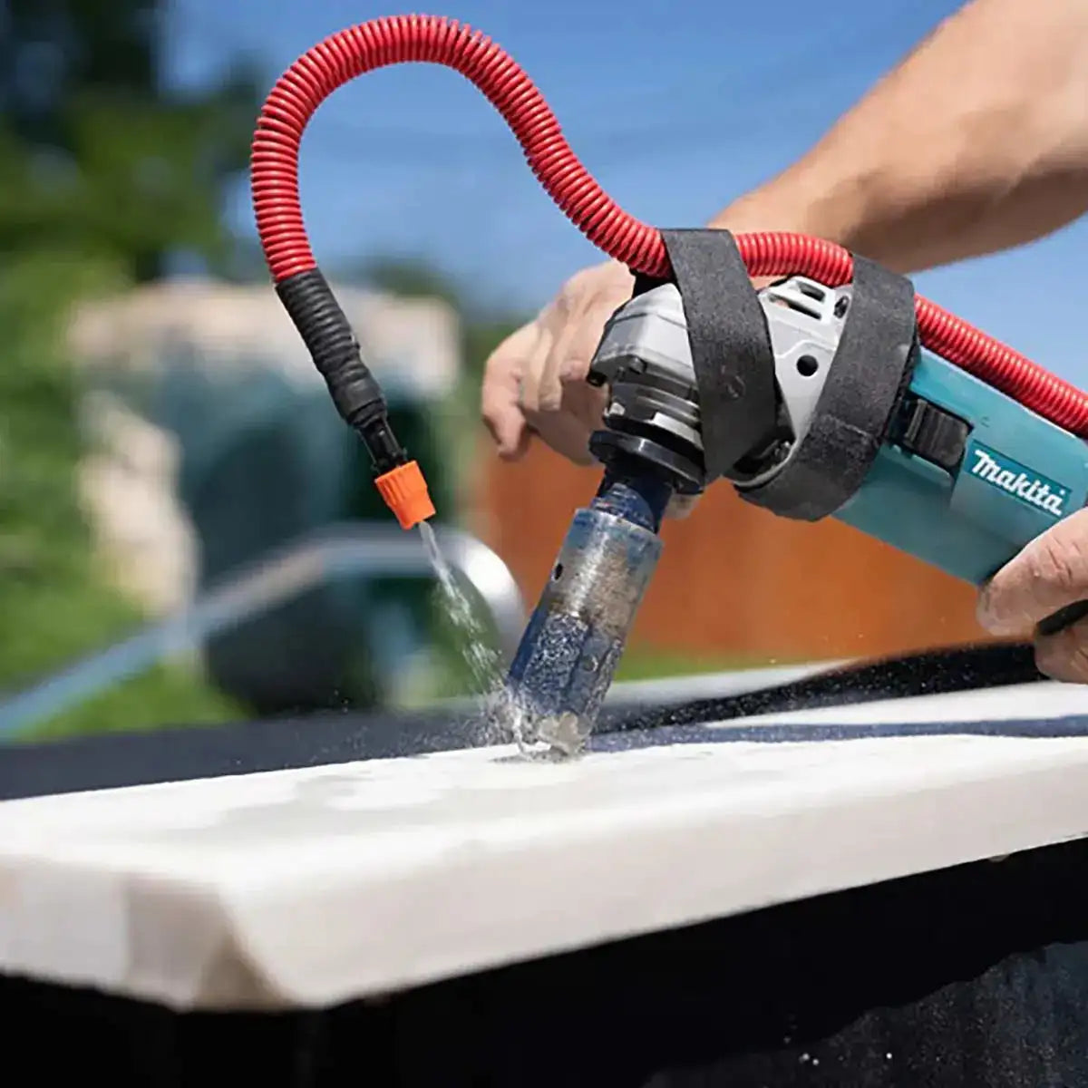 The Hydro-Tail attached to a makita power drill