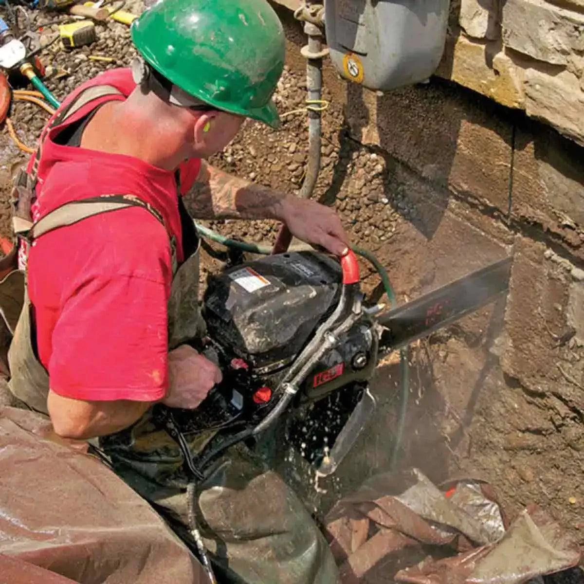 ICS FORCE4 Diamond Chains for Concrete Chain Saws plunge cutting concrete foundation