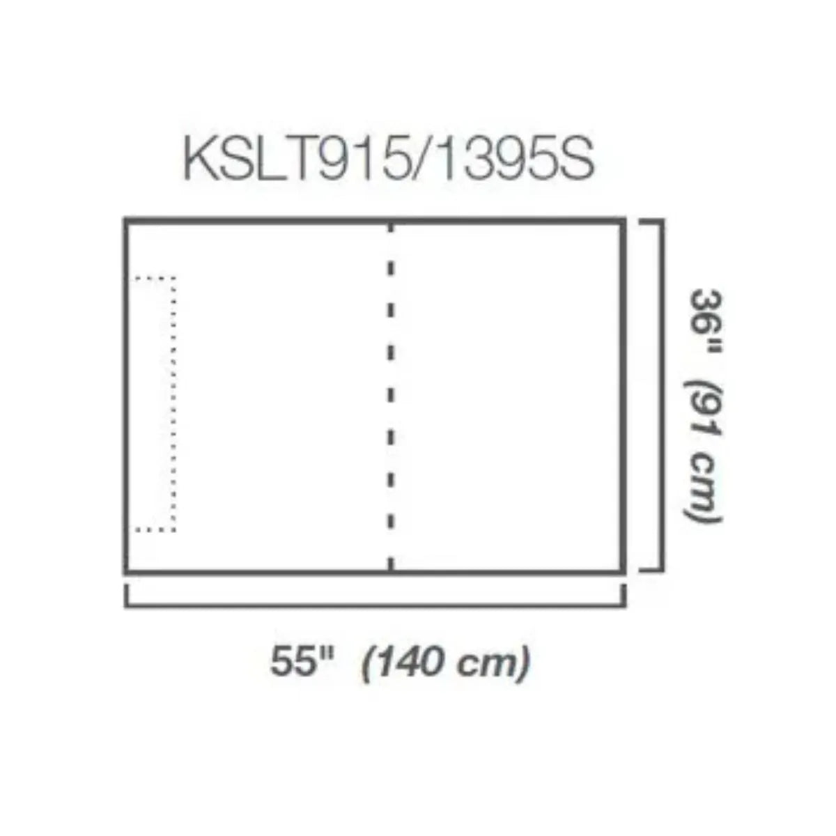 KSLT915/1395S KERDI-SHOWER-LTS 36" x 55" Linear Drain Shower Tray Sketch