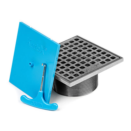 KurbX 4" Grid Pattern Drain Brushed Stainless