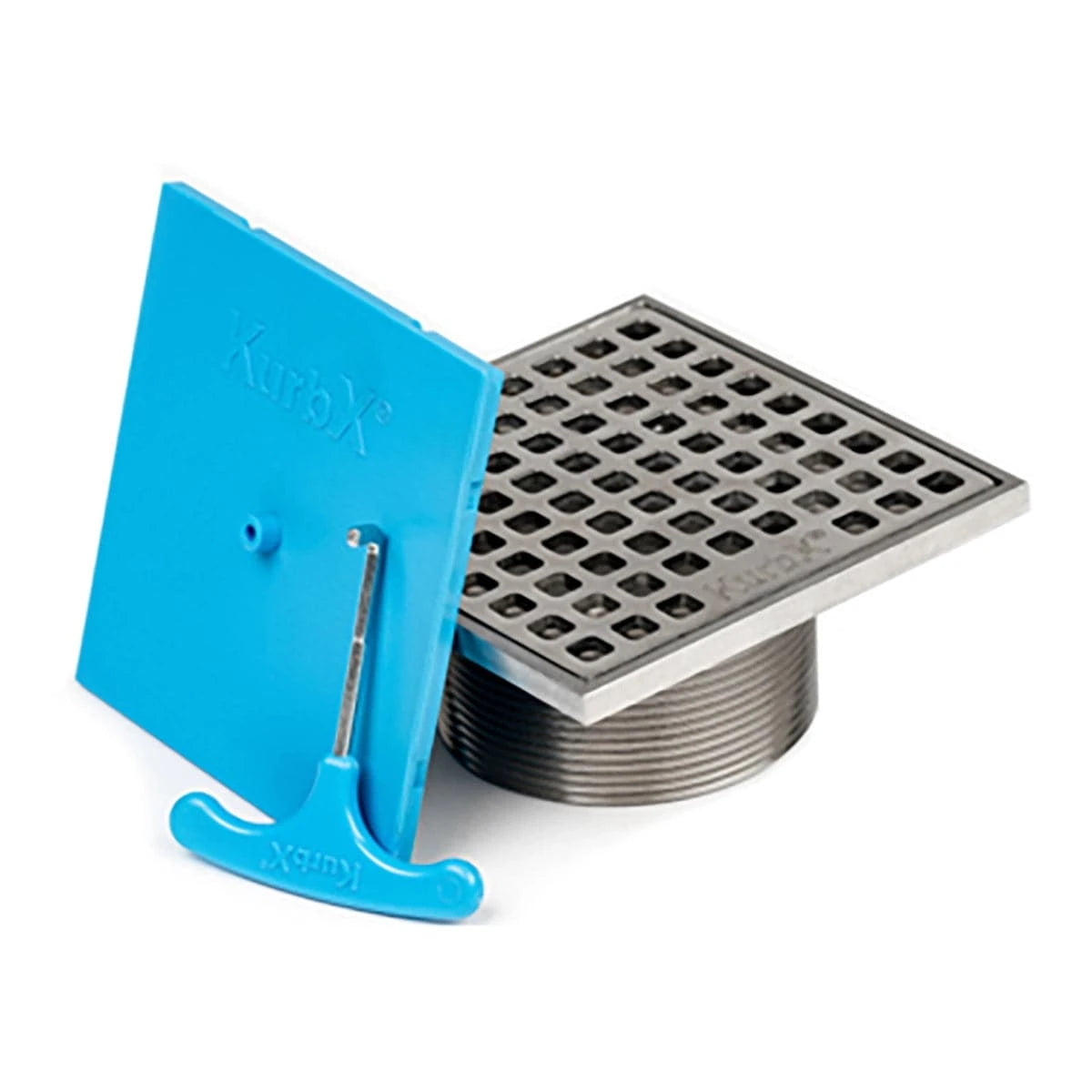 KurbX 4" Grid Pattern Drain Polished Stainless (Chrome)