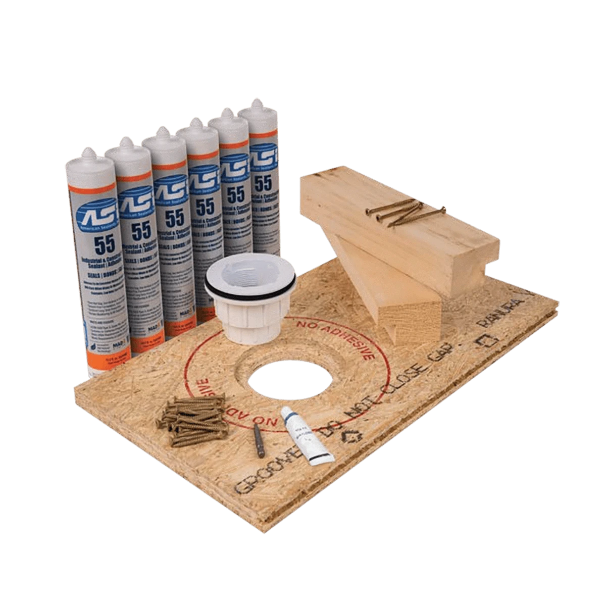 KurbX Wood Substrate Installation Package With Drain Support Block