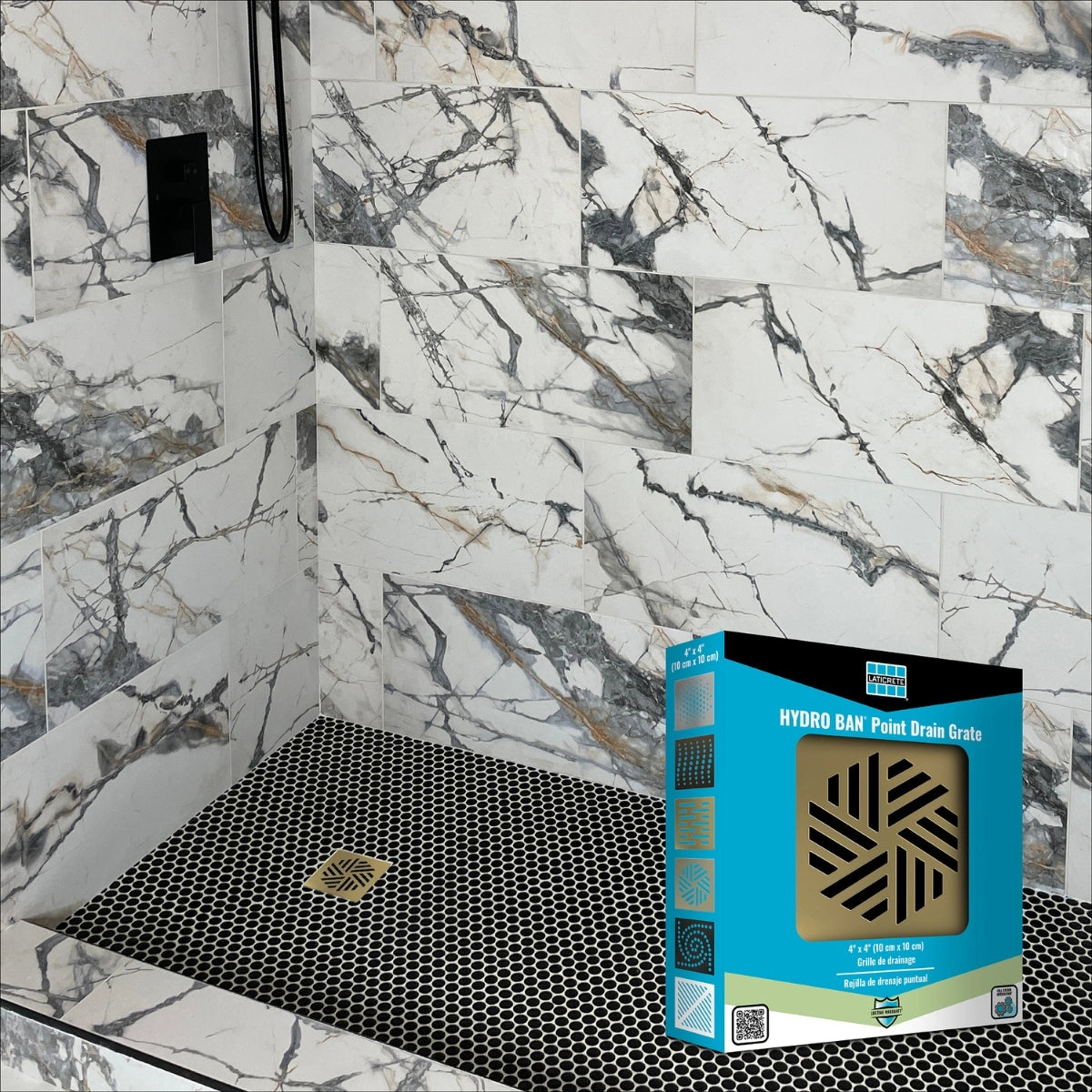 Laticrete HYDRO BAN® Point Drain Grate Style 4 Installed