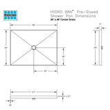 9351-3660-ABS Laticrete Hydro Ban Center Drain Pre-Sloped Shower Pan