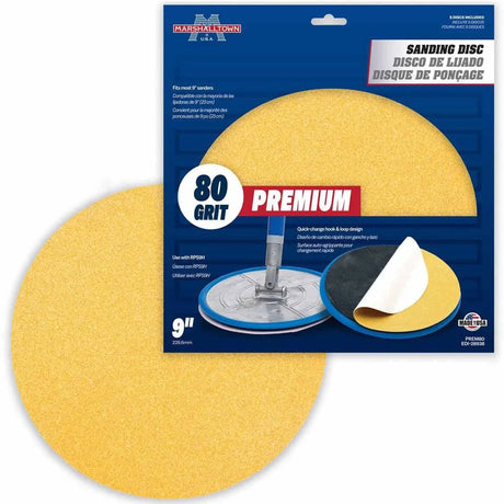 Marshalltown 9" Radial Sanding Discs, Premium Grade, 80 Grit - 5 pack