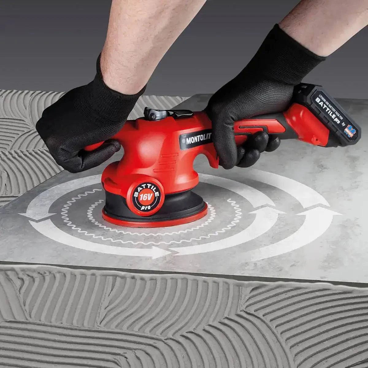 BATTILE-PRO Montolit Vibrating Suction Cup for Tiles and Slabs used to vibrate wall or floor tiles