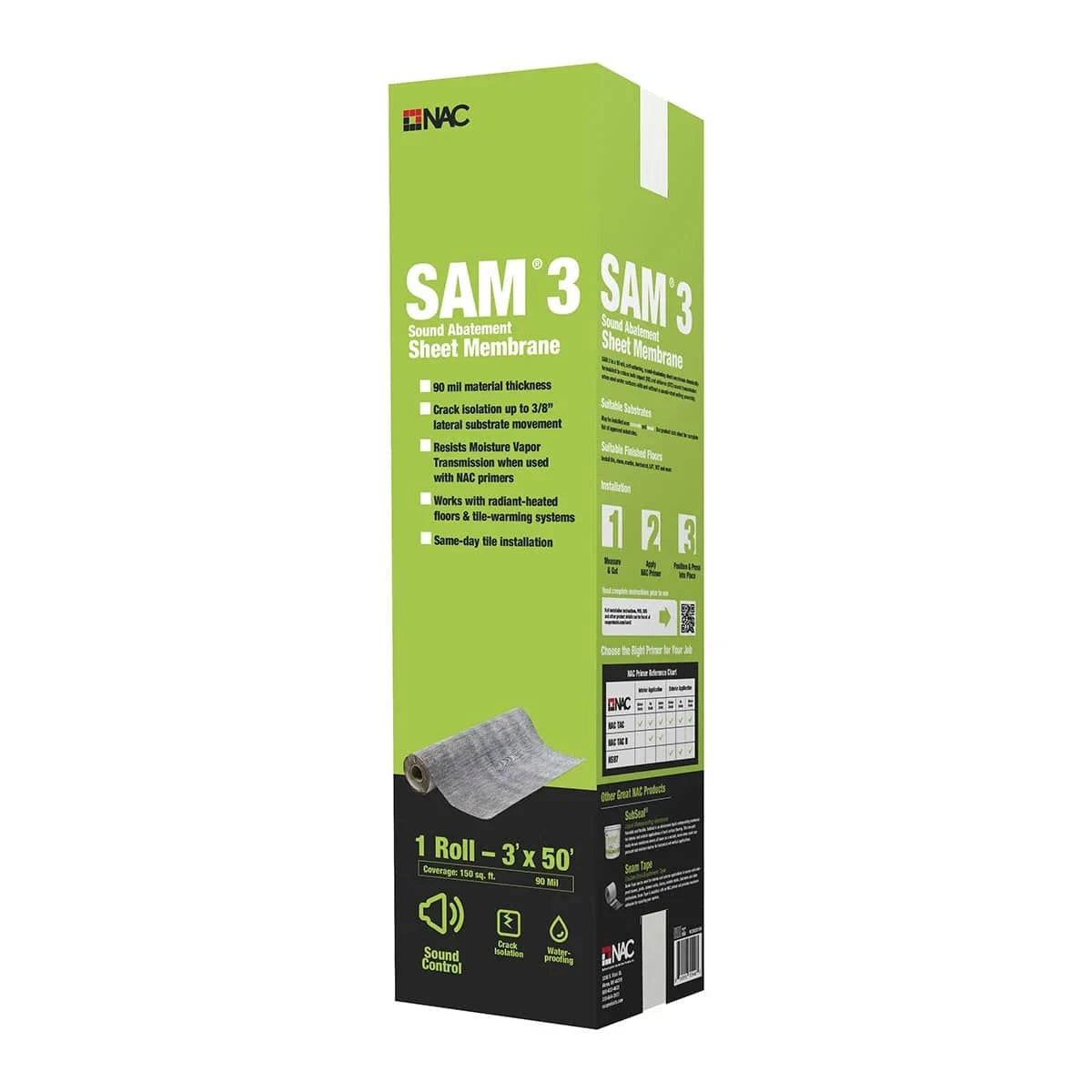 NAC SAM 3 Sound & Crack Isolation Membrane Packaging