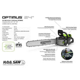Optimus 5.0kw 24" HOG Chainsaw Kit Specs