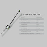 Optimus 82V 10" Polesaw with Carbon Fiber Shaft Specs