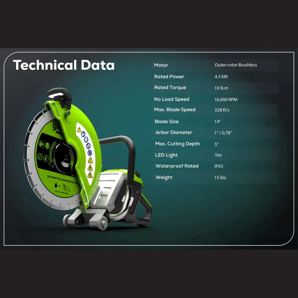 Optimus 82V 14” Power Cutter (Tool Only) Specs