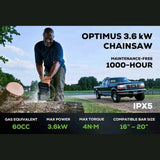 Optimus 82v 3.6kW 18" Chainsaw Kit 60cc Equivalent