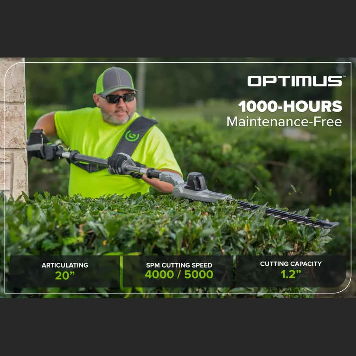 Optimus 82V Articulating Mid Pole Hedge Trimmer Kit 20" articulating Blade