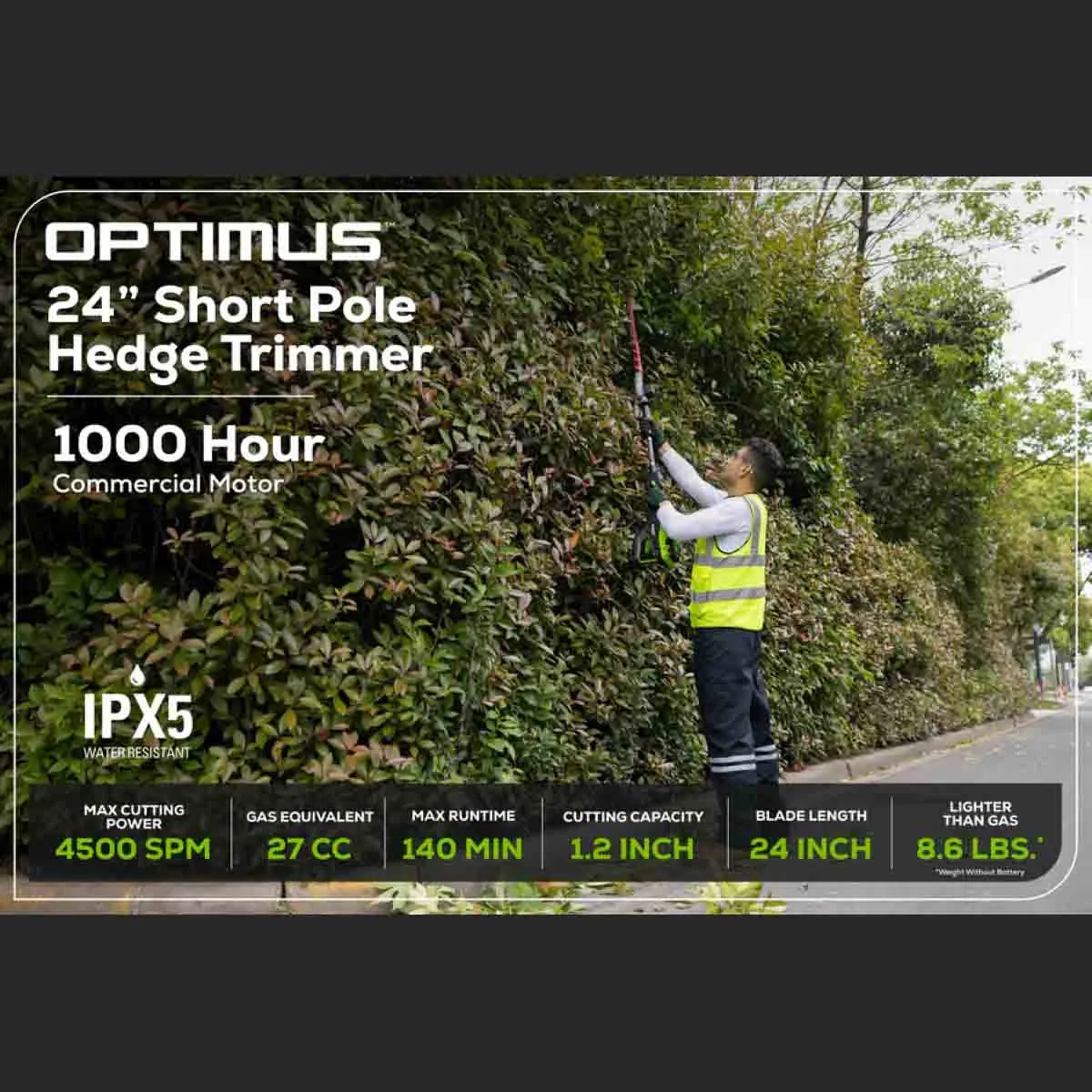 Optimus 82V Short Pole Fixed Hedge Trimmer (Tool Only) Specs