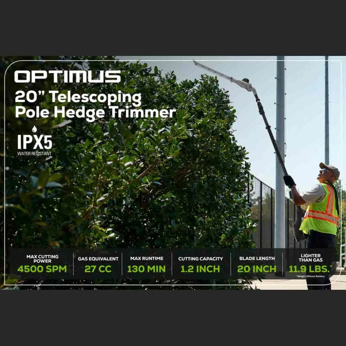 Optimus 82V Telescoping Hedge Trimmer (Tool-Only) Specs