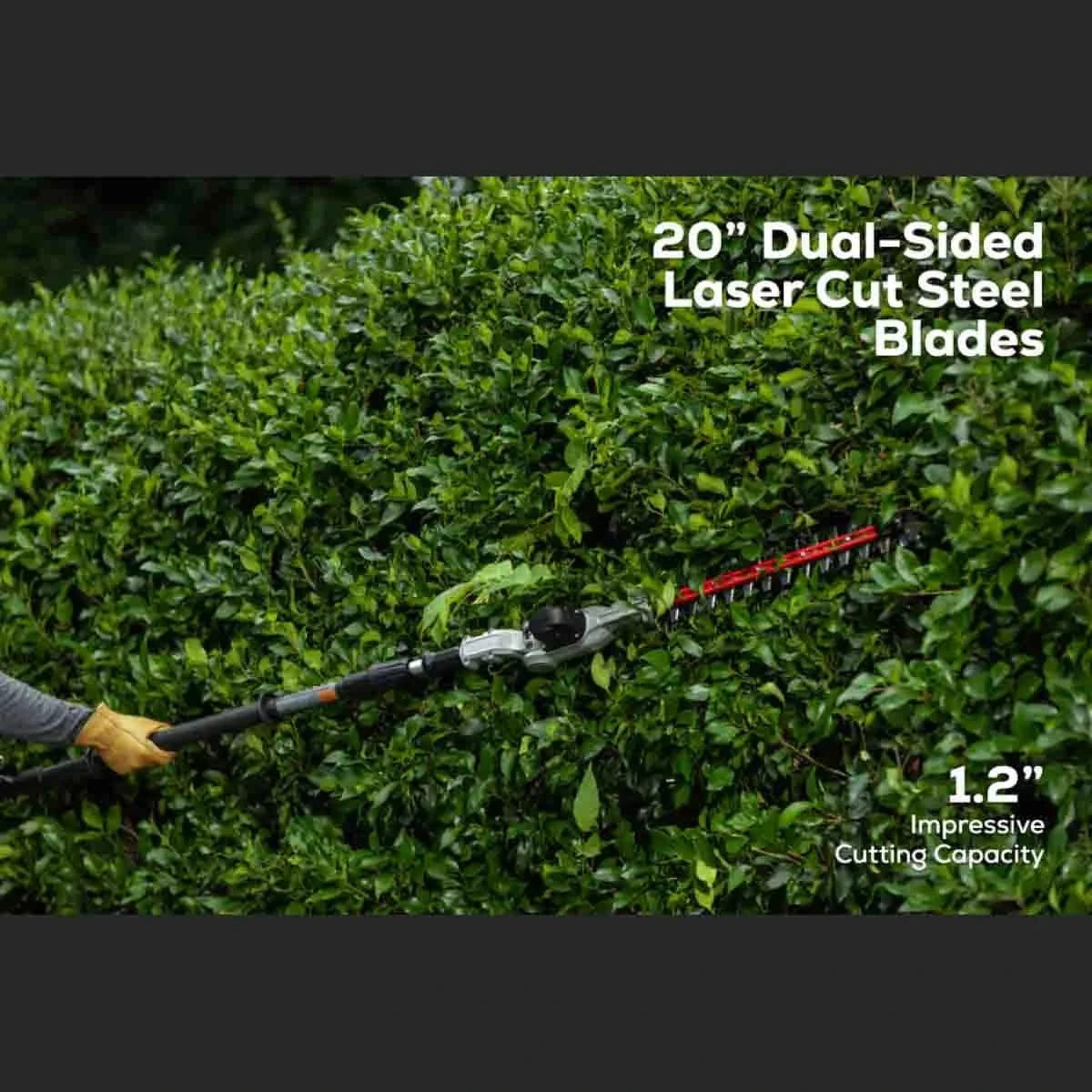 Optimus 82V Telescoping Hedge Trimmer (Tool-Only) 20" Dual-Sided Laser Cut Steel Blades