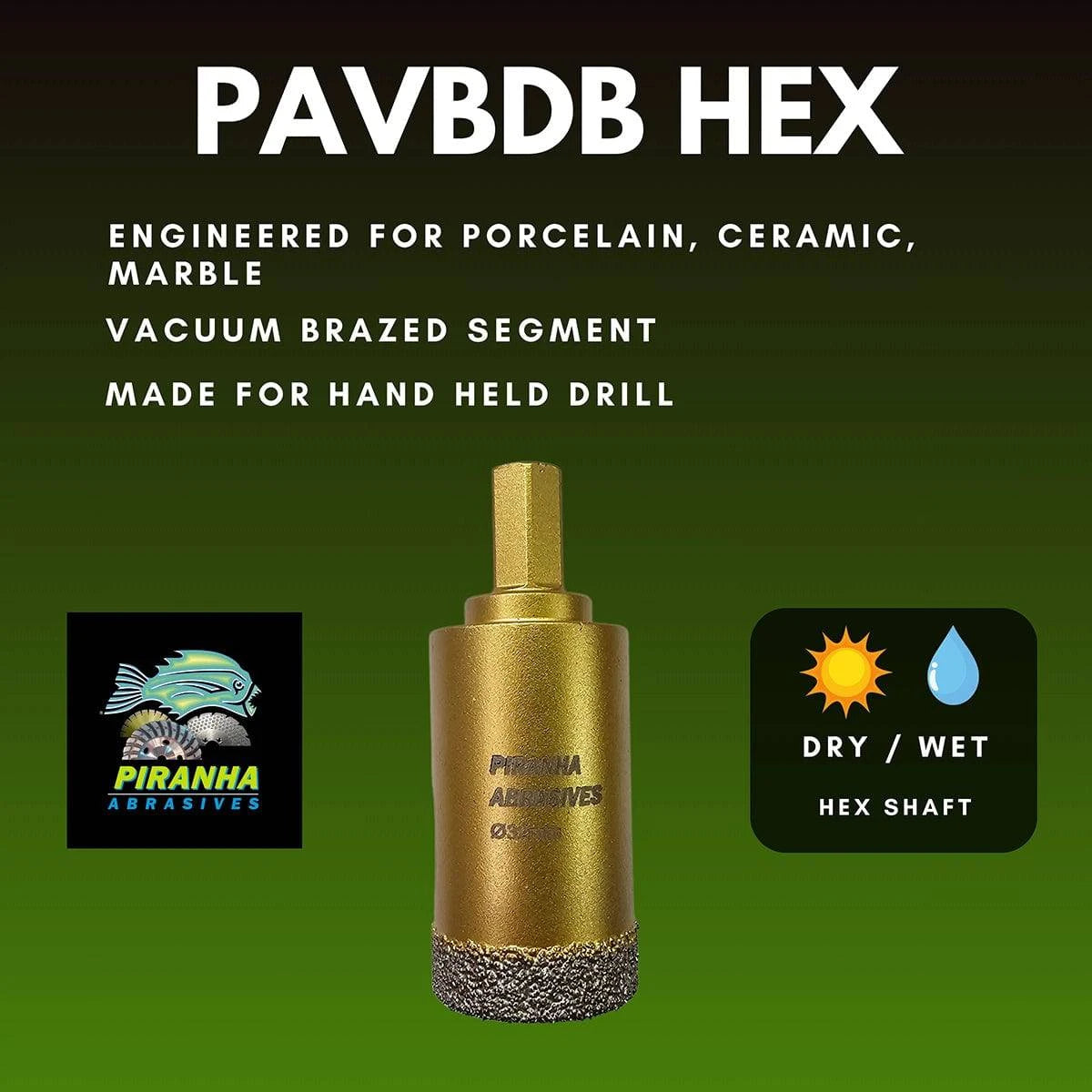 Piranha Abrasives PAVBDB Hex Drill Bits for use with a hand held drill