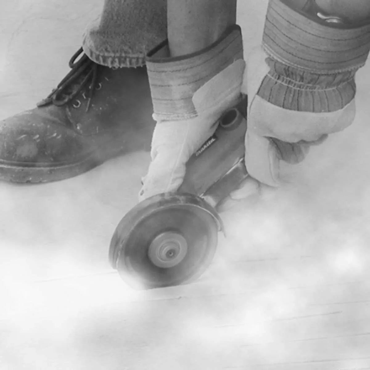 Cutting Concrete without Dust Control Attachment