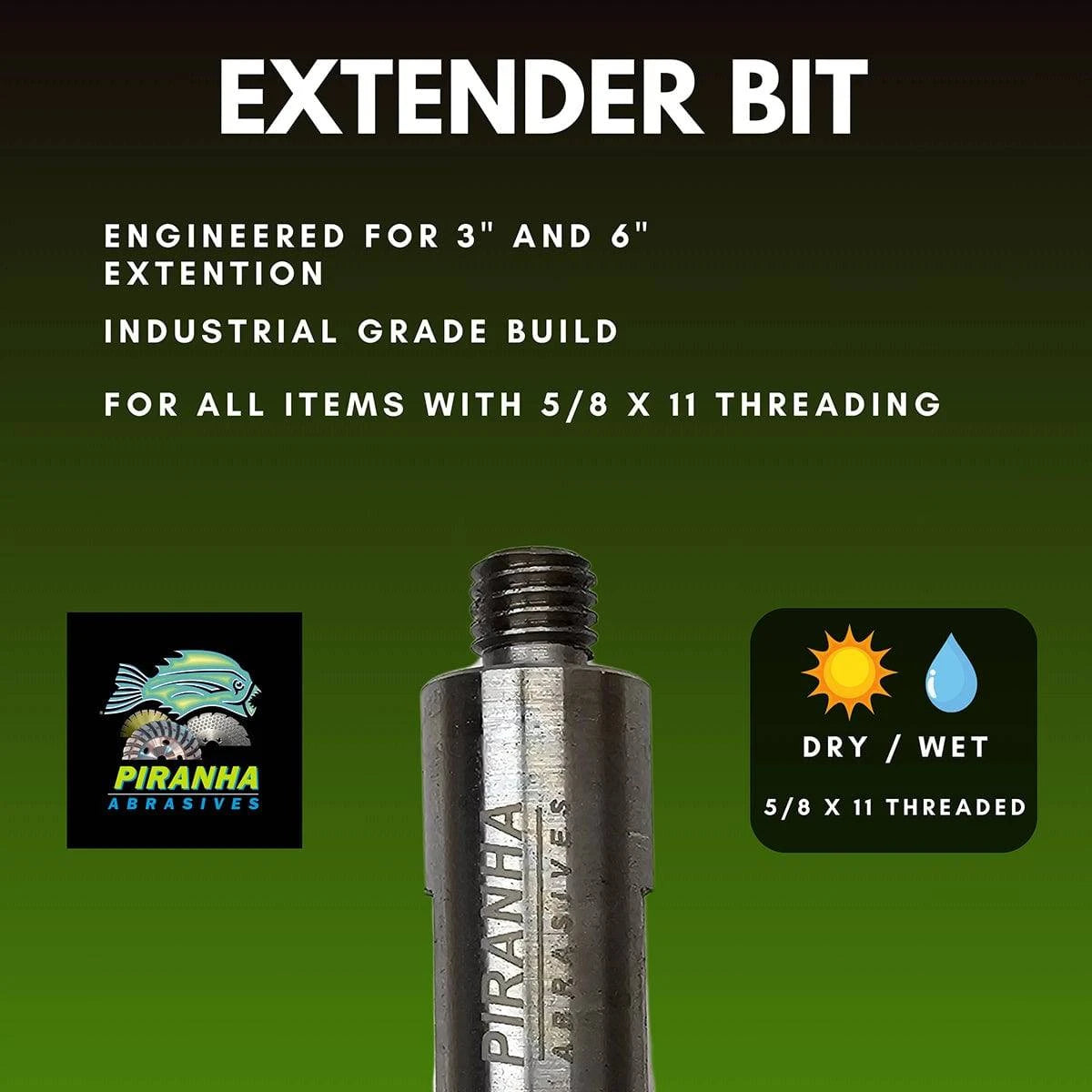 Piranha Abrasives Extender Shaft for dry and wet use