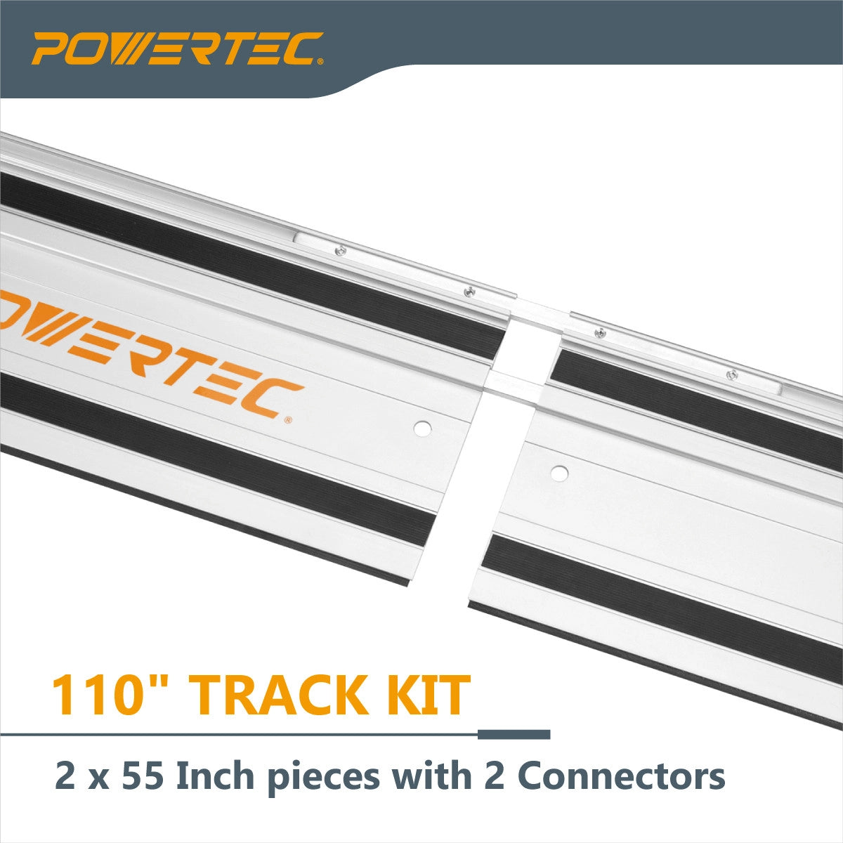 Powertec 110" Track Saw Guide Rail Joining Set 2x 55" pieces