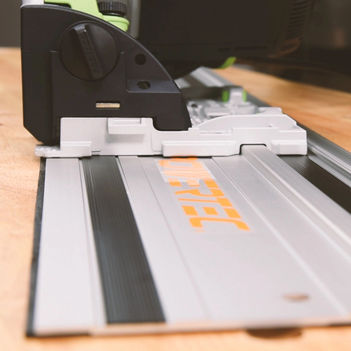 Powertec 110" Track Saw Guide Rail Joining Set In Use