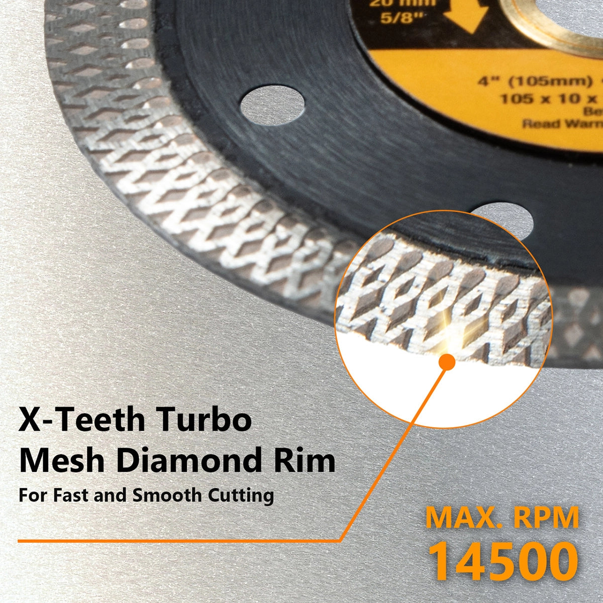Powertec 4" Diamond Saw Blade for Handheld Grinders Mesh Diamond Ring