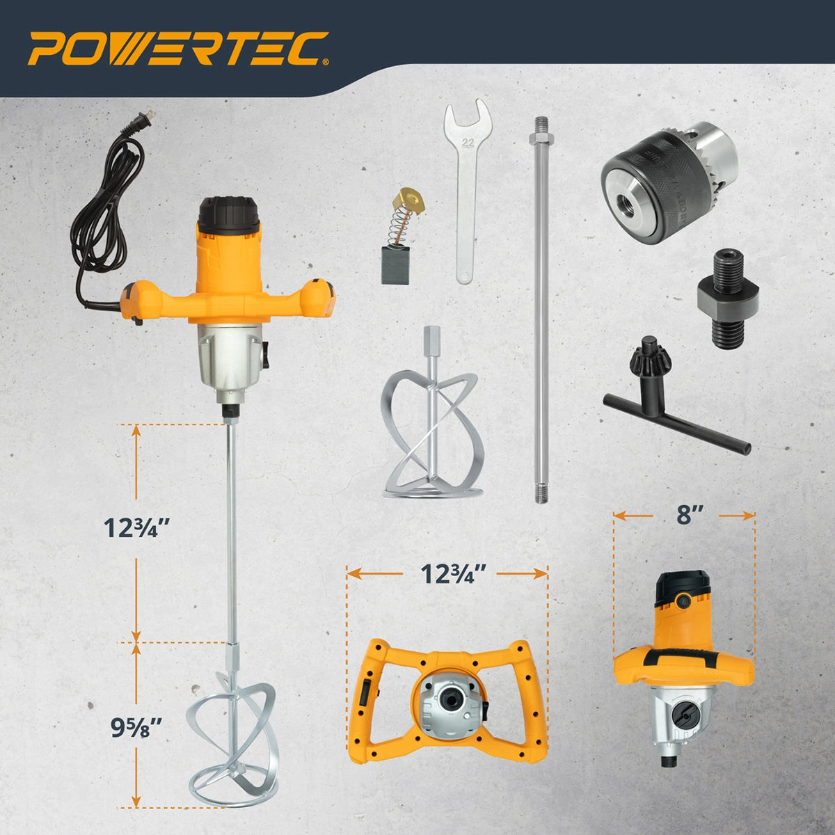 Powertec Electric Mortar Mixer Specs