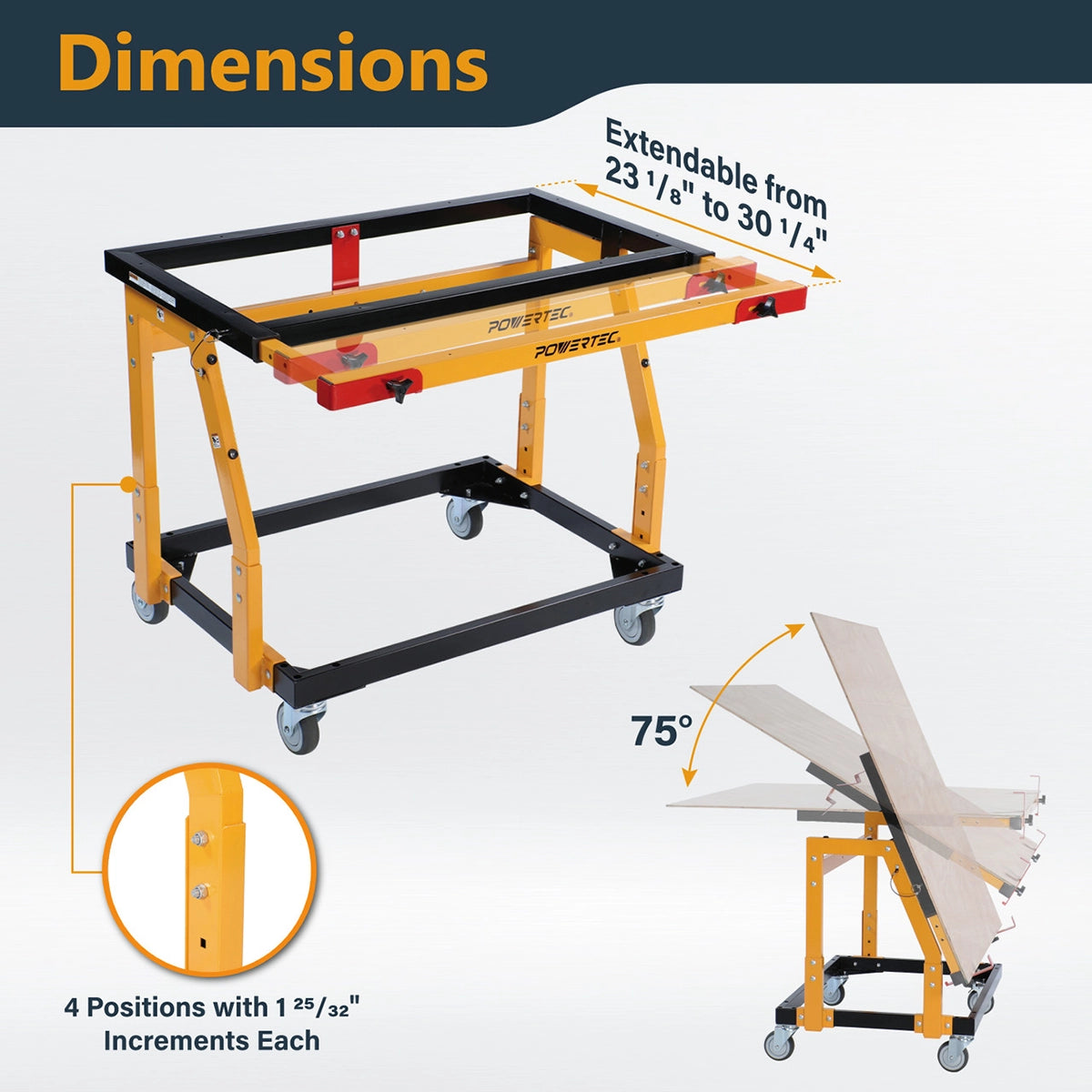 Powertec Panel Transfer Cart With Tilting Top Extendable